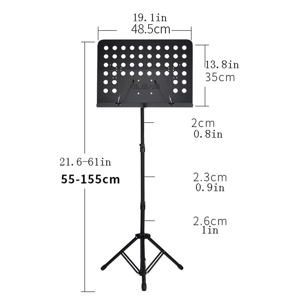 Atriles de música Soporte de música de Altura Ajustable Prácticos atriles de partituras Plegables con Bolso Soporte de Libro de Metal de Doble propósito