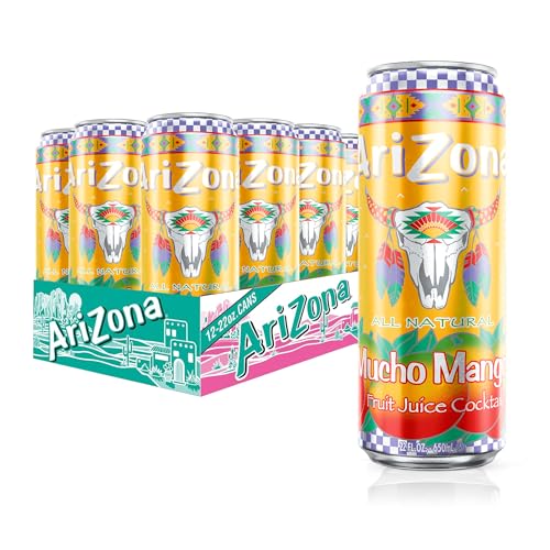 AriZona Mucho Mango, Fruit Juice Cocktail - Big Can, 22 Fl Oz (Pack of 12)