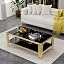 Gold Coffee Table (Black Glass Top)