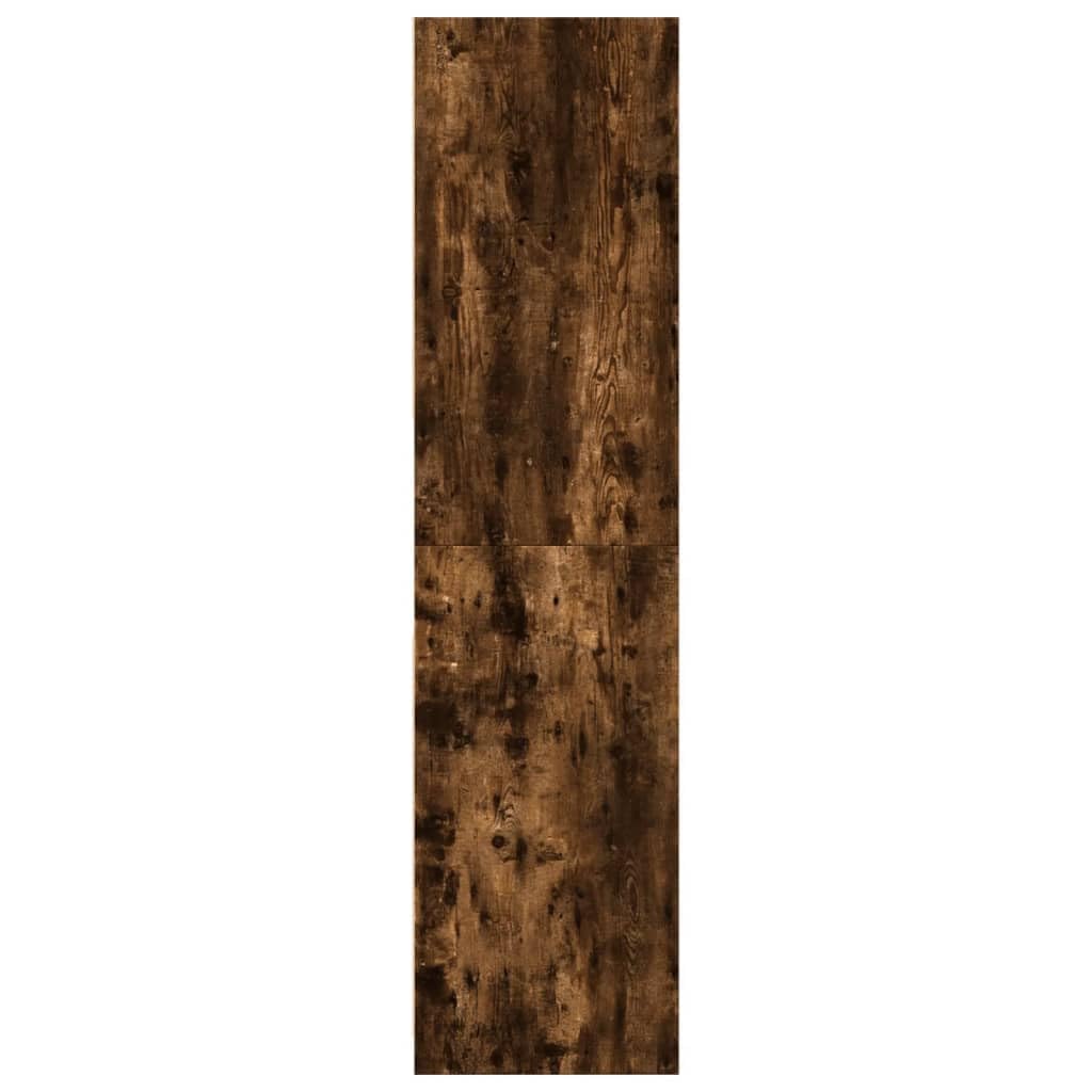 Szafa na ubrania, dąb wędzony, 80 x 50 x 200 cm, materiał drewnopochodny z drzwiami przesuwnymi, drążkiem na ubrania, półkami i wkładanymi półkami do sypialni, przedpokoju lub pokoju