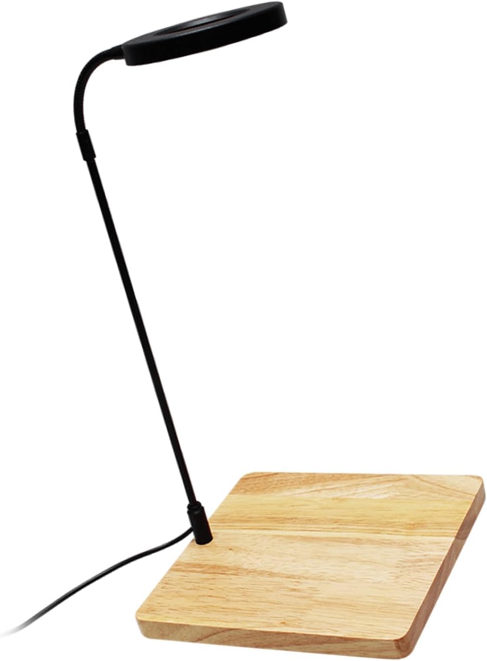 Shengyi Brown Rotatable Led Aquariums Lamp With Natural Wood Stand For Small Fishtanks Succulents Potted Plant Landsacping Lamp Height 25Cm