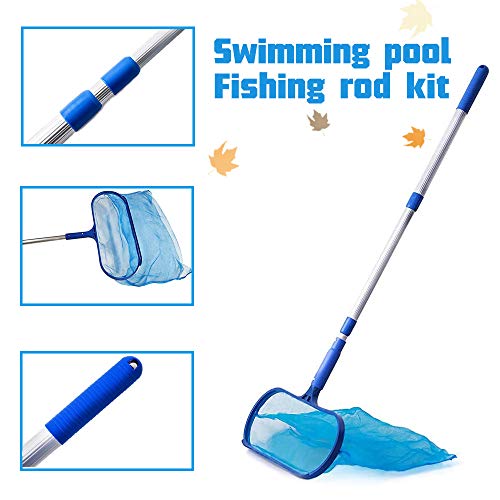 Anothera Swimming Pool Skimmer Net with Pole Deep Bag Net Heavy Duty Pool Leaf Rake with Deep Bag Leaf Catcher Cleaner with 3 Feet Adjustable Aluminum Telescopic Pole Stick Joint Upgrade