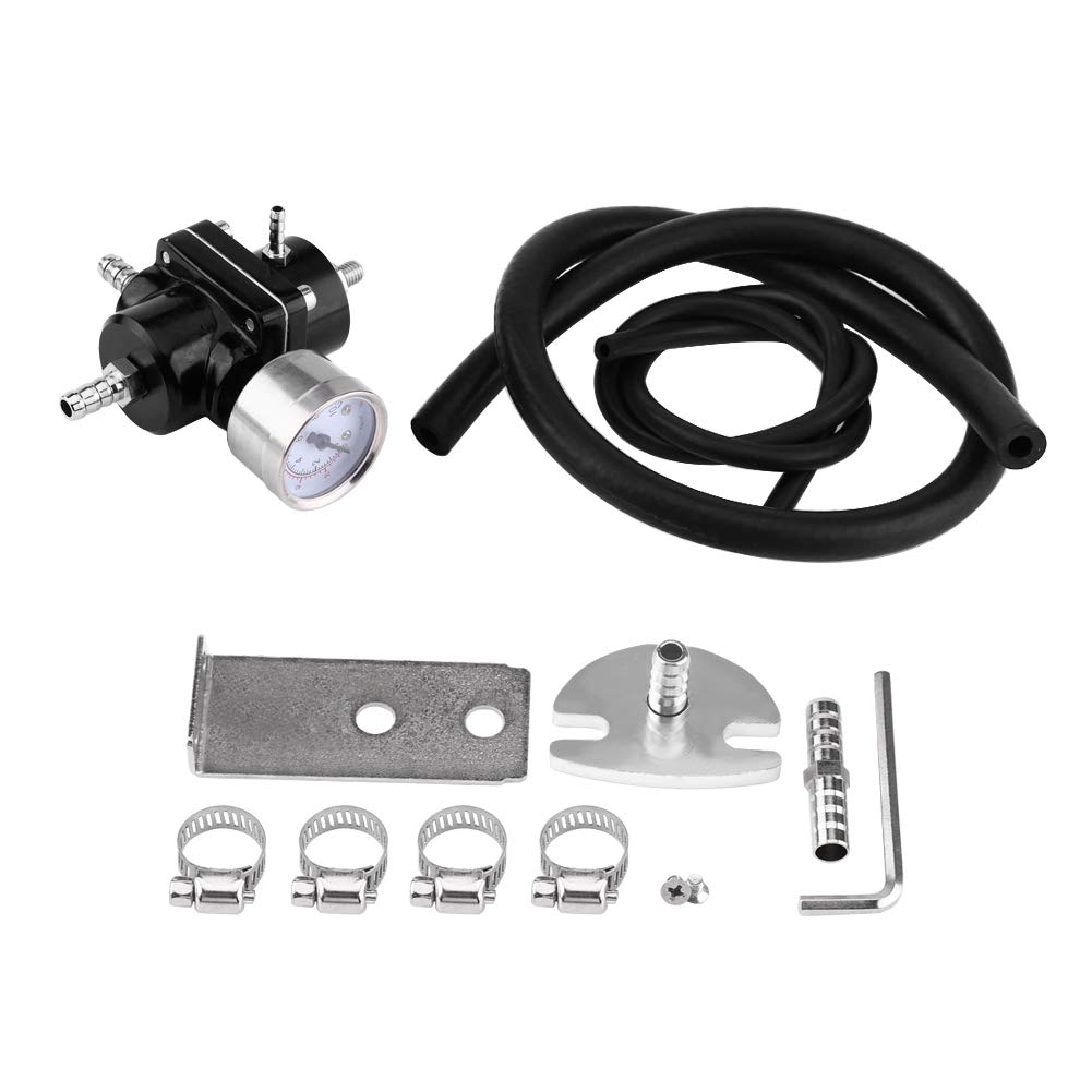 Regolatore di Pressione Carburante Regolabile 0-140 PSI in Alluminio con Manometro per Benzina -