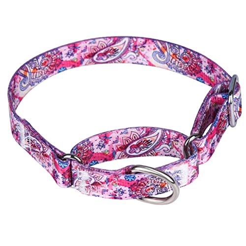 Pimaodog collier chien nylon robuste ajustable, L, rose