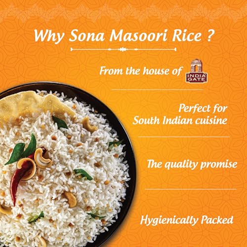 Image of India Gate Sona Masoori (Golden Ivy) Rice 5kg Medium Grain |raw & Aged For 2 Years | Lightweight | Naturally Vegan | Everyday Meal |Aromatic| No Added Color