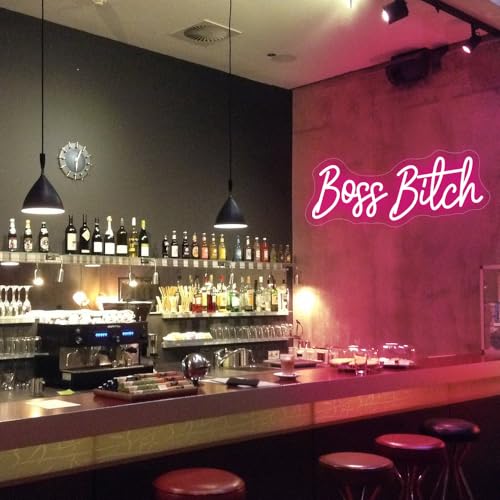 Image of Pink Boss Bitch Neon Sign, Custom Neon Sign, Bathroom Decor For Sexy Girl Room Wall Decoration, USB Girls Lady Woman Bedroom Living Room Home Wall Decor (15.7x7in)