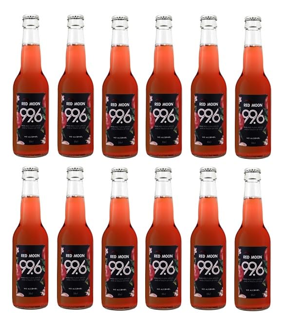 12x 0,33l - Red Moon Sparkling - 99.6 - Premium - KLEINFLASCHE | alkoholfreies Erfrischungsgetränk aus rotem Red Moon-Apfelsaft - mit Kohlensäure versetzt