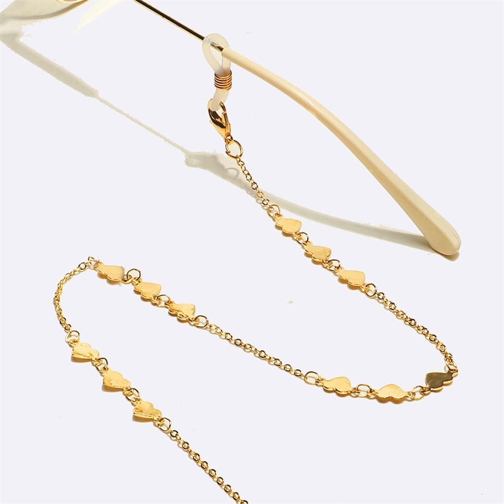 Metal Eyeglass Rope Gold Peach Heart Pendant Handmade Chain