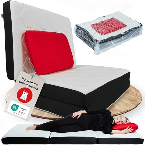 Nemuri Schlafset für Camping, Reise und Gäste. Gästebett, Klappmatratze, Klappbett, Camping Matratze, Faltmatratze 100x200, Gästematratze, Campingmatratze, Klappmatratze 100x200