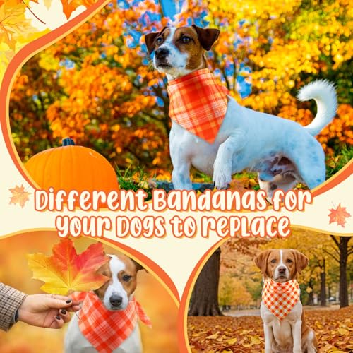Image of Abbylike 50 Pcs Fall Plaid Dog Bandanas Bulk, Autumn Gingham Pattern