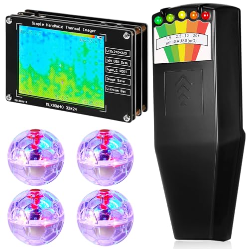 Image of Kanayu 6 PCS Ghost Hunting Equipment Kit Infrared Thermal Camera Imager and EMF Magnetic Field Detector with 4 Ghost Hunting Cat Ball Paranormal Investigation Equipment for Home Office Gifts