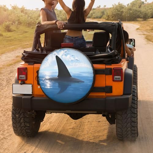 Image of Delerain Shark Fin Spare Tire Covers Waterproof Dust-Proof Spare Wheel Cover Universal Fit for Trailer, RV, SUV, Truck and Many Vehicle (17 Inch for Diameter 31 inch-33 inch)