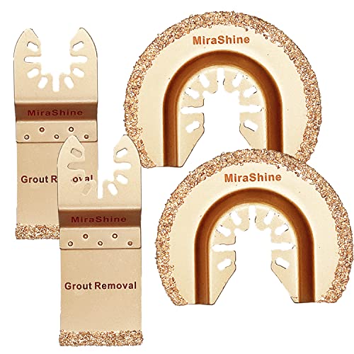 Comparison: Grout Saw Home Depot 3 MiraShine 4pcs Carbide Grits Oscillating Saw Blades for Grout Removal, Multitool Blades Grout Remover Tool for Tile Grout Thinset Mortar Brick Masonry Cement Board and and Notching Ceramic Tiles
