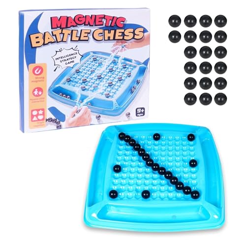 Image of Wishkey Magnetic Battle Chess Board Game for Kids Plastic Age 5+ 20 Steel Balls with Magnetic Wands Multiplayer Family Strategy Puzzle Game Brain Development Toy for Boys Girls Travel-Friendly Gift