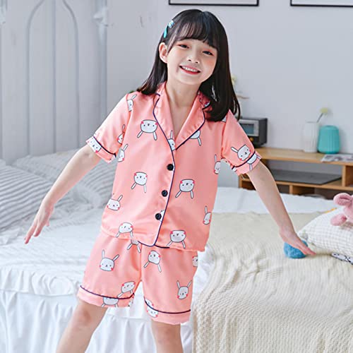 Cotton Pajama for Girls Kids Toddler Boy Girls Clothes Casual Cartoon Prints Short Sleeves Footed Pajamas 4t2