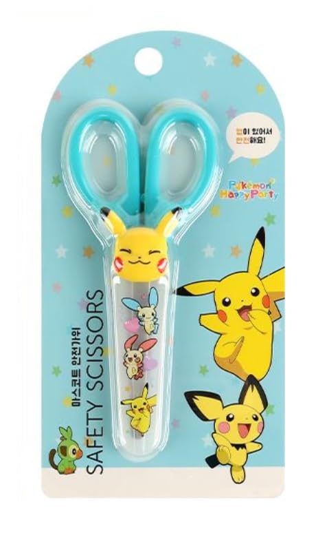 Ciseaux de sécurité Pikachu bleu ciel pour les ateliers de bricolage à l'école
