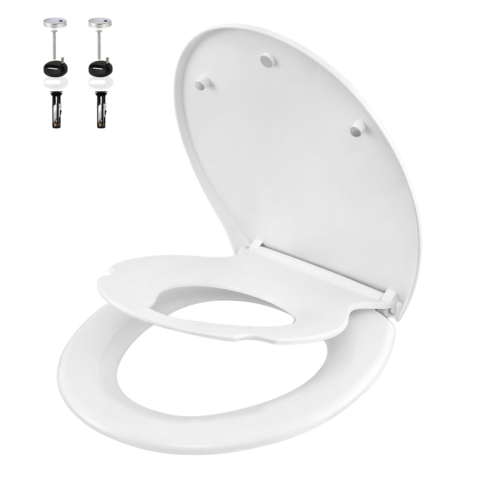 WOLTU Family Toilet Seat with Built-in Child Seat, Soft Close, Quick Release,O-Shape Top Fixing, Adjustable Hinges, Easy to Clean and Install for Toddler & Adult