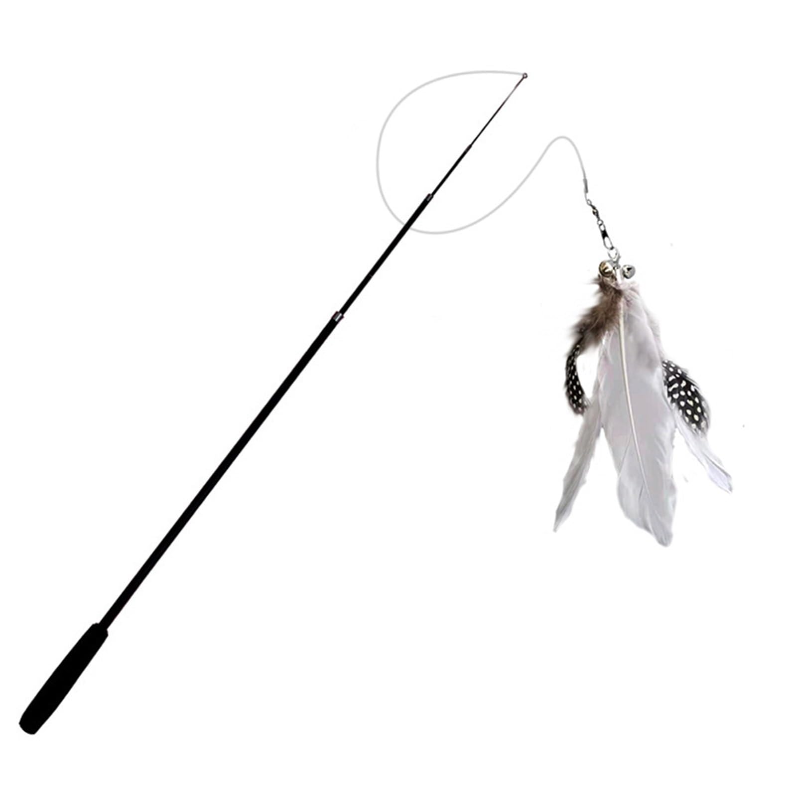 Canne a Peche Chat Tige Extra Longue résistante aux Rayures, Jouets for Chats en Plumes for soulager l'ennui pour l'Ennui(White)