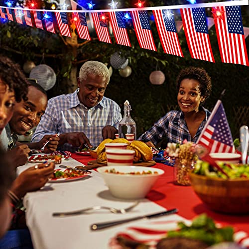 4Th Of July Patriotic Decor,20 Ft 40 Led Red White Blue Stars Fairy String Lights And 33 Feet 38 Flags Usa American String Banners For Tree Fireplace Home Party Decoration Memorial Independence Day #TOP6