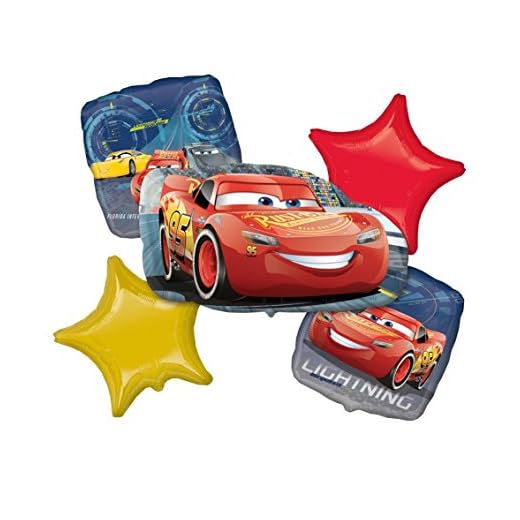 Amscan Anagram 3536701 - Ramo de globos de aluminio McQueen de Disney Cars 3, 5 unidades, color azul