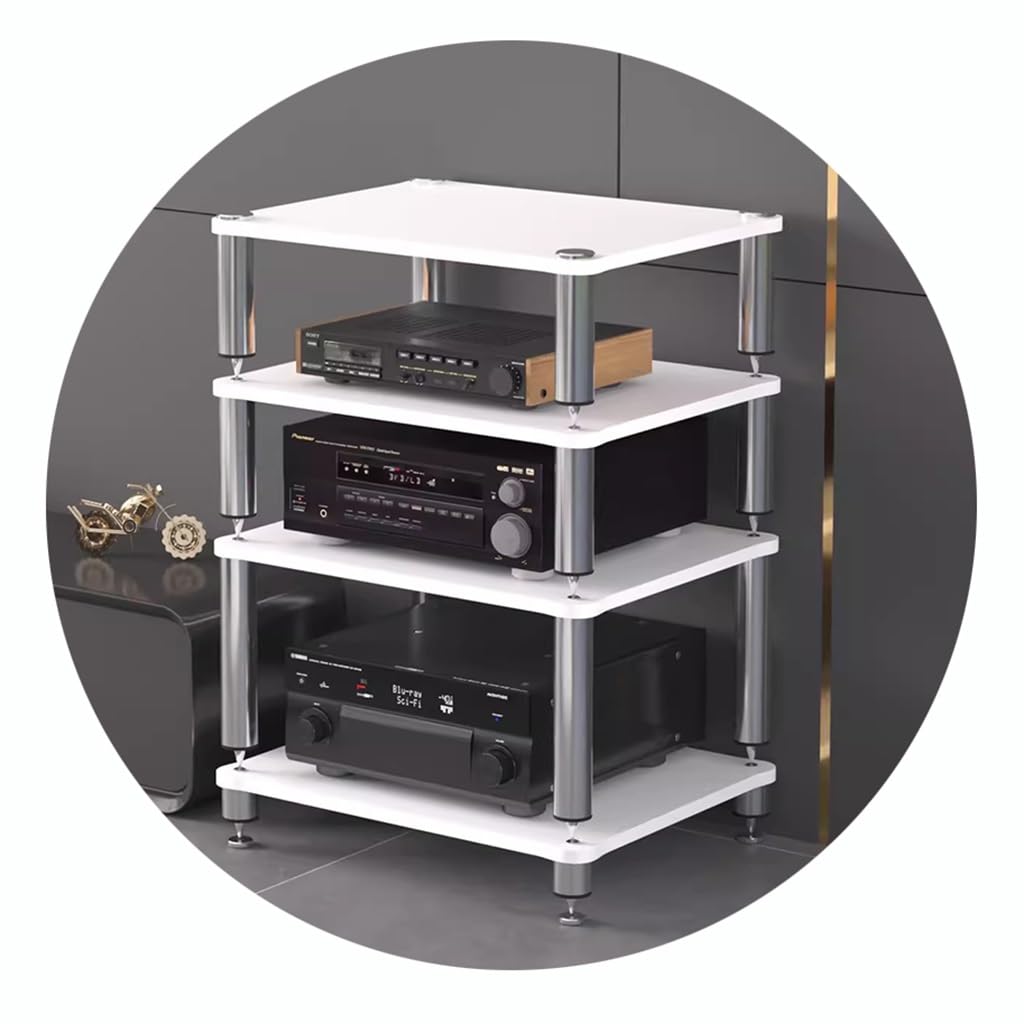 Soporte de audio de 4 niveles estantería de alta estabilidad blanca 60 cm ancho