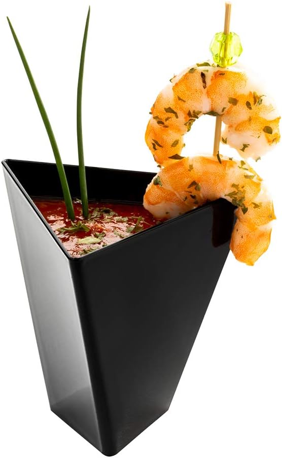 Restaurantware 3.5 Ounce Appetizer Cups 100 Disposable Dessert Cups - Premium Triangle Black Plastic Tasting Cups Serve Desserts Or Appetizers For Parties Events Or Occasions