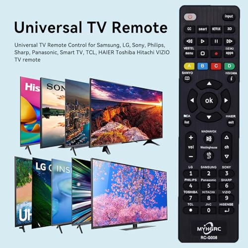 MYHGRC Universal TV Remote Control for Samsung, LG, Sony, Philips, Sharp, Panasonic, Smart TV, TCL, HAIER Toshiba Hitachi VIZIO TV remote universal with Netflix 3D APPS Buttons - Image 2