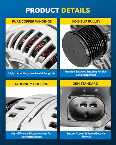 Image of PHILTOP 11134N New Alternator 140A Compatible with Jetta 2006-2014 2.0T