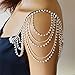 Xerling Rhinestones Sexy Shoulder Bra Body Chain Fringe Tassels Body Jewelry Wedding Arm Chain Summer Beach Bikini Shoulder Harness for Women Brides (Type A)