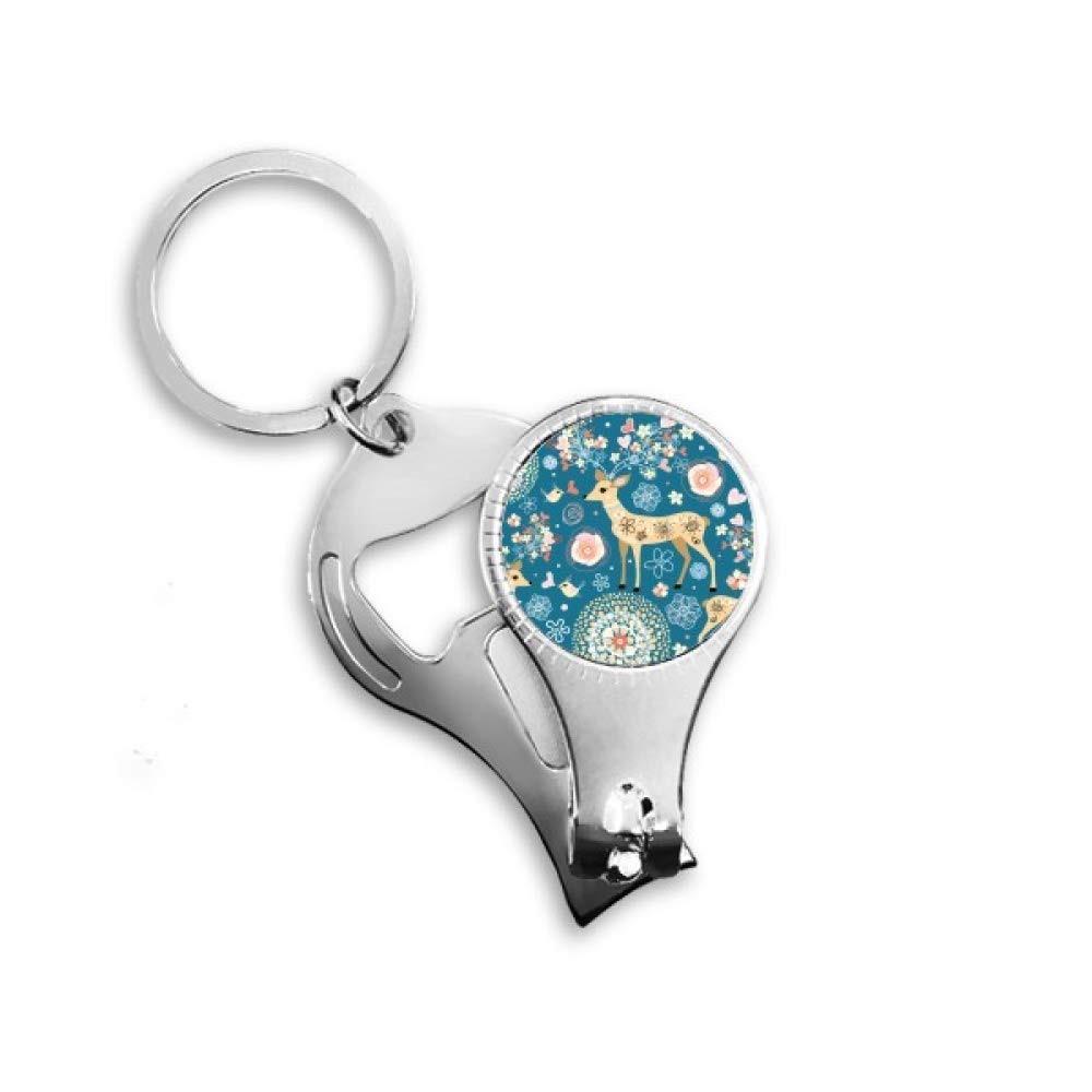 Décapsuleur à ongles motif cerf et fleur bleu : l'accessoire déco chic de vos apéritifs festifs