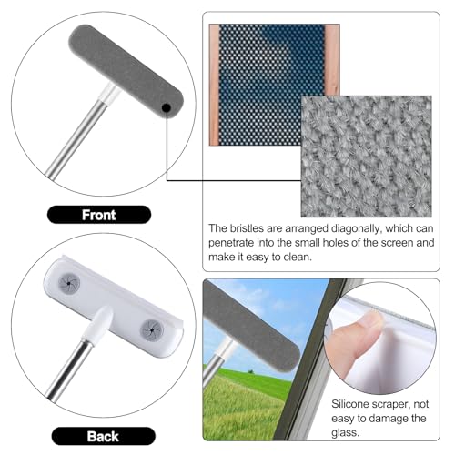 Image of Mesh Screen Cleaner, Cleaning Brush for Window Screen 5 in 1 Window Screen Cleaner, Wet and Dry Dual-Use Window Cleaning Kit, Screen Cleaner Tool Window Track Cleaning Tools Window Seal Cleaner