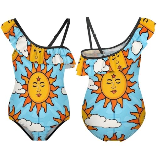 Girl's One Shoulder Swimsuit Summer Floral Ruffle Cute One Piece Bathing Suit3