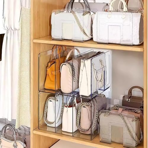 Organizer in plastica, espositore per borse, divisorio per armadio, organizer da scrivania, per una gestione efficiente delle borse, 2 pezzi