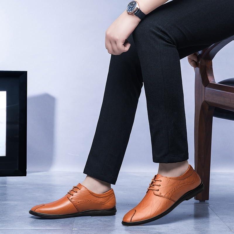 Mens Dress Shoes Leather Lace-up Oxford Derby Shoe Formal Brogue Wingtip Dress Shoes for Men2