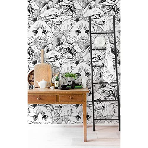 Papier peint meuble et mur motif chat pour rénovation facile - 2