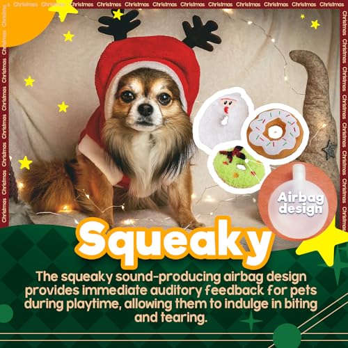 ALL FOR PAWS Weihnachts-Hundespielzeug - Festliche Plüschspielzeuge,Ideal für Apportierspiele und als interaktives kleine, mittlere und große Hunde. (Donut Toys)