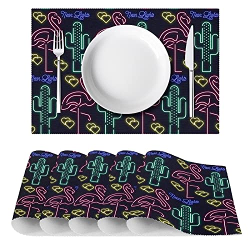 Set de table flamant rose fluo table propre et sans tache lot de 6 sets de table - 3