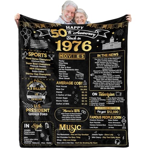 aisdfhsa 50th Anniversary Wedding Blanket Gifts Gift for 50th Wedding Anniversary Golden 50 Years...