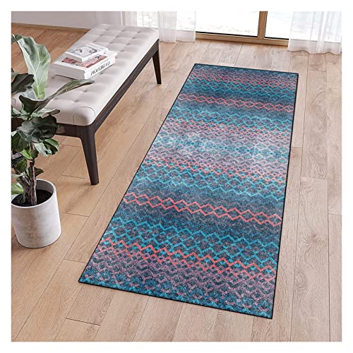 Teppich Läufer Flur rutschfest Küche 120x400cm Modern Marokko Bunt Meterware Waschbar Lang Teppichläufer Küchenteppich Schlafzimmer Korridor, Anpassbare Größe, 40 - 120cm Breit Cover