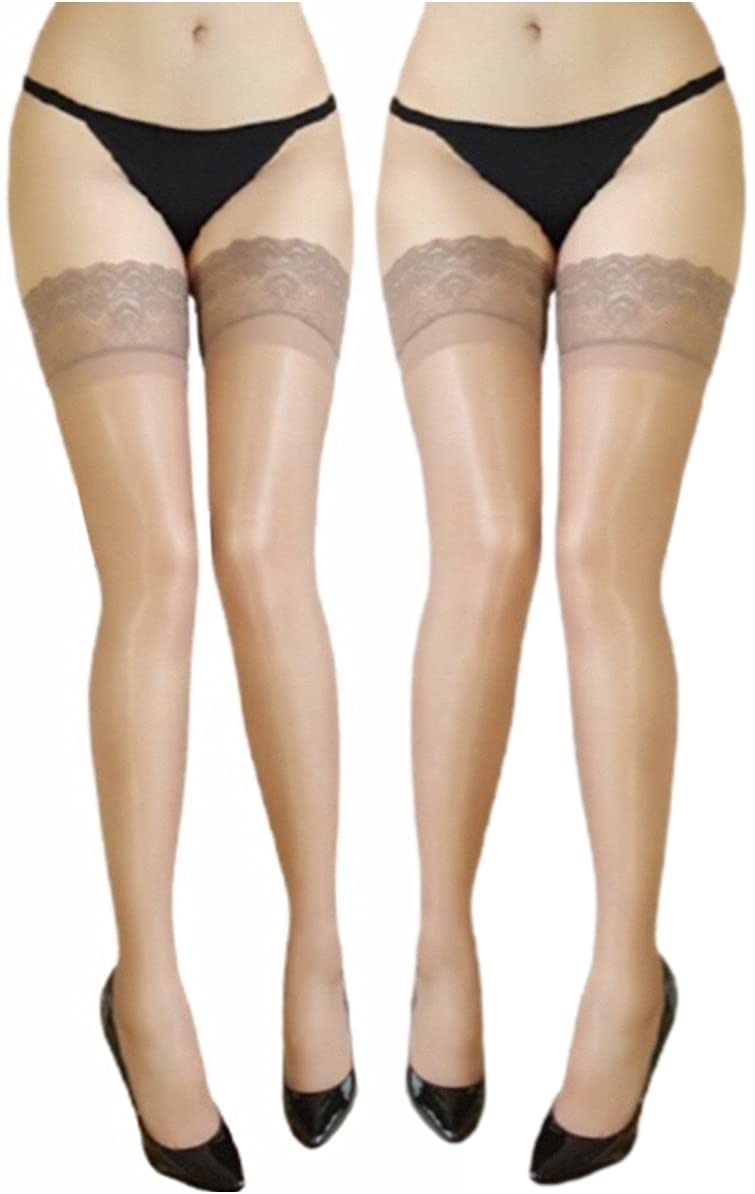 Amazon.co.jp: [+Cheerful] ガーターストッキング ベージュ 光沢 【2足  
