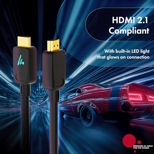 Image of LED HDMI Cable V2.1 with Ethernet, 8k@60Hz, 4K@120Hz UHD Resolution, 5M, 48 Gbps transmission Ultra high Speed, HDR /HDR10 /Dolby Vision,Dolby Atmos and DTS:X, Compatible with all HDMI Devices