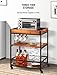 kealive Bar Cart for The Home, Industrial Wood Metal Wine Cart on Wheels with Glass Holder Wine Rack, Utility Kitchen Serving Cart with Removable Top Tray, Brown