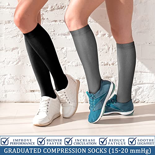 Image of FEYHAY Copper Compression Socks (3 Pairs) 15-20 mmHg Circulation is Best Athletic & Daily for Men & Women, Running, Climbing