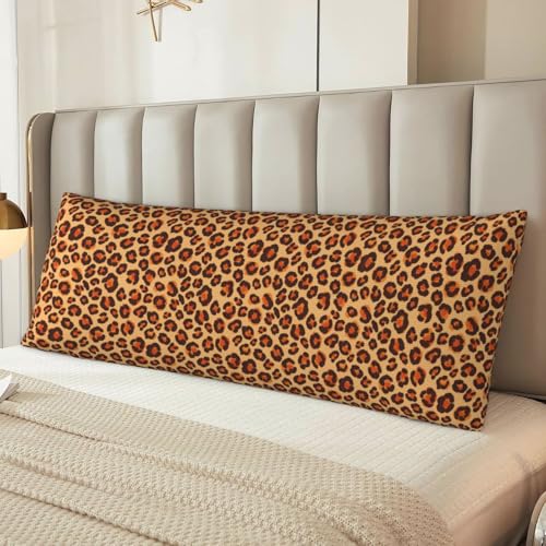 Taie d'oreiller coussin de corps housse lavable en machine léopard 51x137
