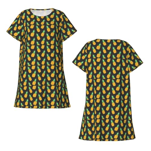 Robe de nuit légère pour nuits fraîches vêtement manches courtes jaune