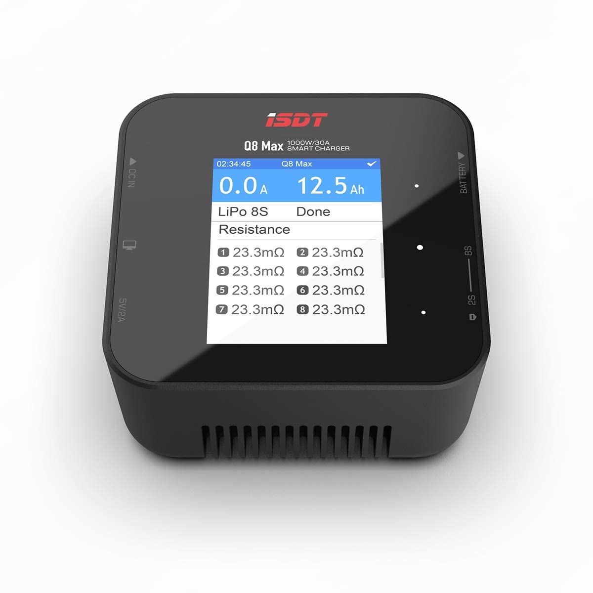 ISDT MAX Q8 DC 1000W Battery Charger - LCD Display Smart Balance Charger for 1-8S LiPo/Li-Ion/Li-Fe & 1-12S Lead Batteries