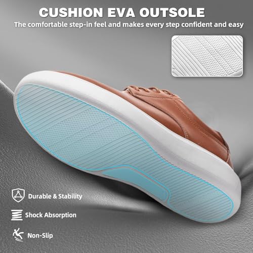 Image of OrthoComfoot Men's Orthopedic Business Leather Dress Shoes - Wide Arch Support Plantar Fasciitis Orthotics Oxford - Cap Toe Comfort Patent Tuxedo Sneakers for Foot and Heel Pain Relief