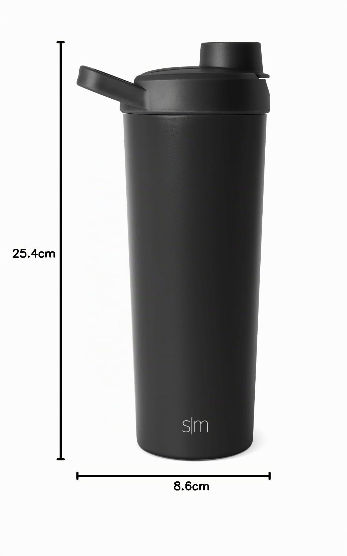Simple Modern Borraccia Shaker in Acciaio Inossidabile con Pallina | Bicchiere Isolato in Metallo per Mix di Proteine, Frullati e Pre-Workout | Rally | 710ml | Midnight Black