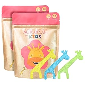 autobrush Strawberry Dental Flossers for Kids- Floss Picks to Remineralize Teeth and Prevent Cavities with Easy-to-Use Fun and Colorful Design (2-Pack)