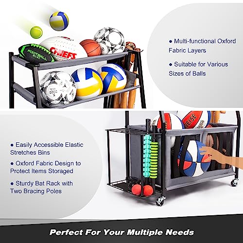 Sttoraboks Garage Sports Equipment Organizer, Balls Storage System For Garage, Ball Storage Rack For Indoor/Outdoor, Storage Organizer Bins For Sports Gear, Garage Organizer With Bat Rack And Hooks #TOP2